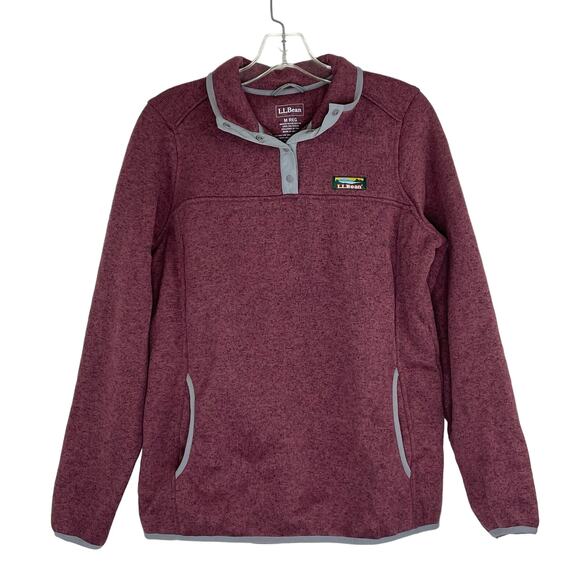 L.L. Bean Maroon Quarter Snap Pullover Sweater Misses Medium Reg - Picture 1 of 10
